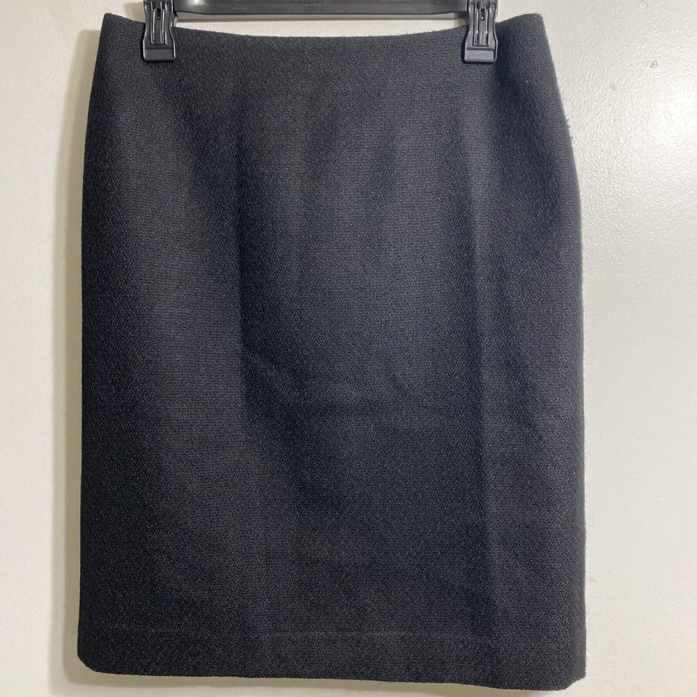 TALBOTS WOMEN'S‎ PETITES BLACK A LINE WOOL BLEND FLAT FRONT SKIRT SZ 6P
